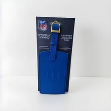 NFL New York Jets Leather Luggage Tag, Blue. New 