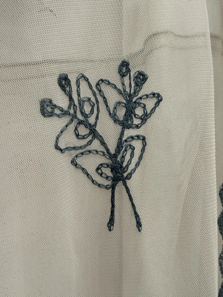 Cárdigan Vestido Age of Love By Nataya Transparente Bordado Encaje Azul Desnudo M Foto 3 de 4