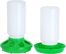 Chicken Feeder and Waterer Set no Waste Chick Kit 1L Green