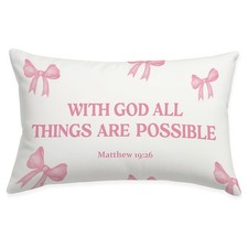 Pink Bow Christian Inspirational Scripture Plush Pillow Covers Cushion Case Gift