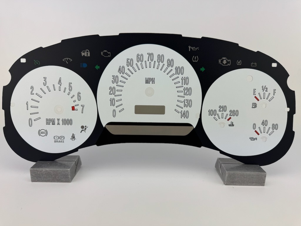 US Speedo White SSR Gauge Face for Clusters 2003-2005