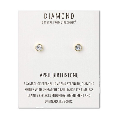 18 Karat vergoldete April (Diamant) Geburtsstein Ohrringe erstellt mit Zircondia  Crys