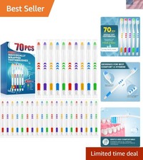 Travel-Ready 70 PCS Bulk Toothbrush Pack - Soft Bristles with Ergonomic Handle