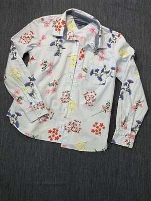 Tommy Hilfiger 16 Regular Blue White Floral Long Sleeve Button-Up Shirt
