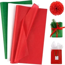 Christmas Tissue Paper Bulk, 20" X 1 Count (Pack of 72), Red, Green & White 