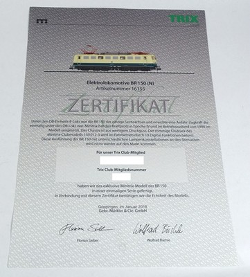 Trix Minitrix 16155 ZERTIFIKAT Spur N E-Lok BR 150 012-3 DB DCC Digital Box !!!!