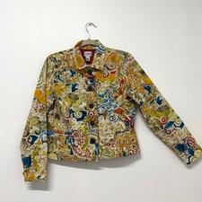 Chico s Colorful Paisley Cropped Jacket Cotton Size 1