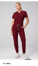 Fabletics Wine Scrub Set Women Top XL Bottom XXL/1X Solid Medical