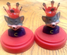 Chuck E Cheese Collectible Kid Cup Lids Set of (2) 2011 Chuck E with a Crown