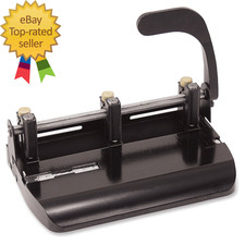 Heavy Duty Adjustable 2-3 Hole Punch with Lever Handle 32-Sheet Capacity Black