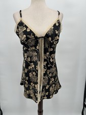Vintage Victorias Secret Y2K Open Front BabyDoll Cami Top Sz L Tie Front Floral