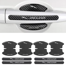 8PCS Carbon Fiber Car Door Handle Bowl Film Protector Accessories for Jaguar