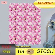 12pcs Artificial Flower Wall Panel Wedding Background Silk Rose Mat Floral Pad