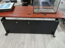 Rectangular Office Desk Black Metal Frame Woo...