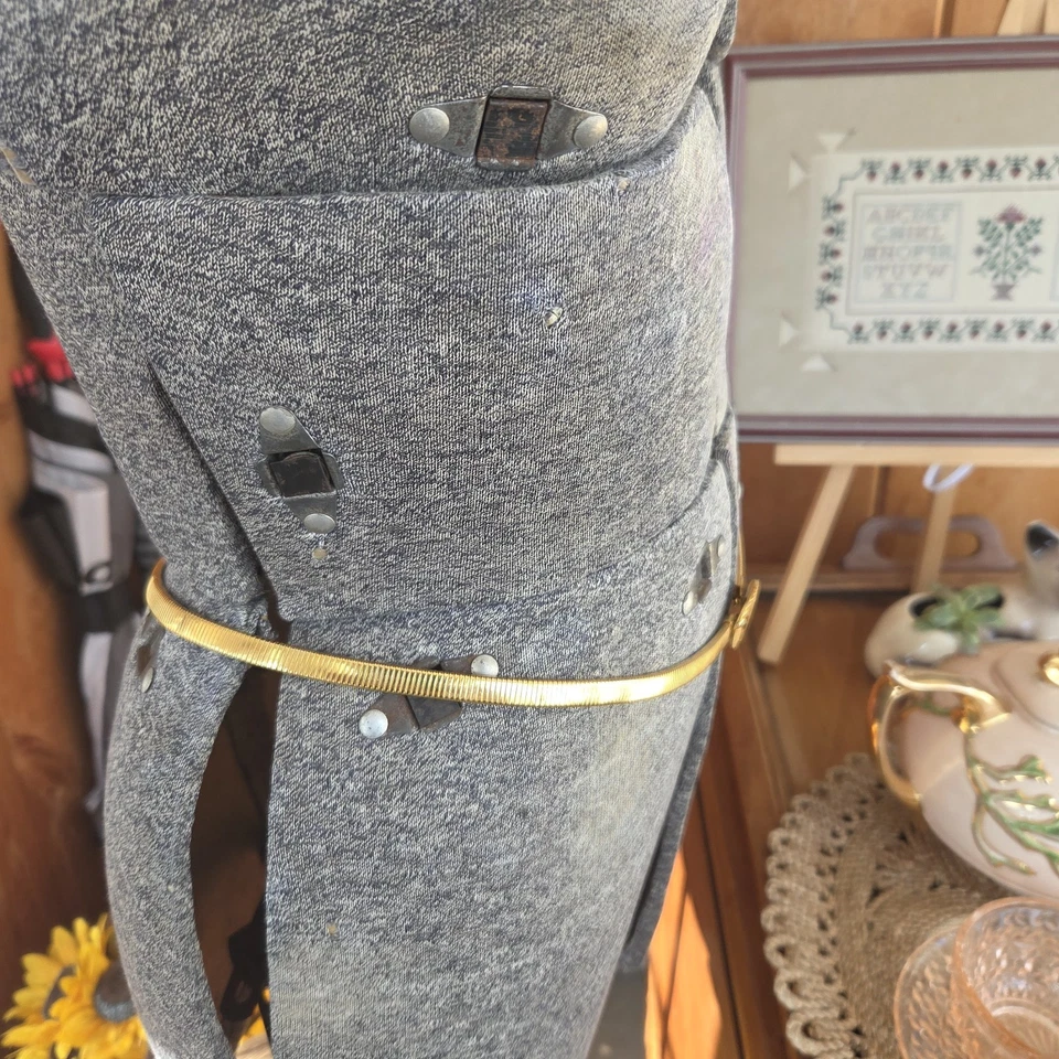 Cinturón Vintage Tono Dorado Elastizado Serpiente Cadena Almeja Concha de Mar Hebilla Elegante Retro S Foto 3 de 4