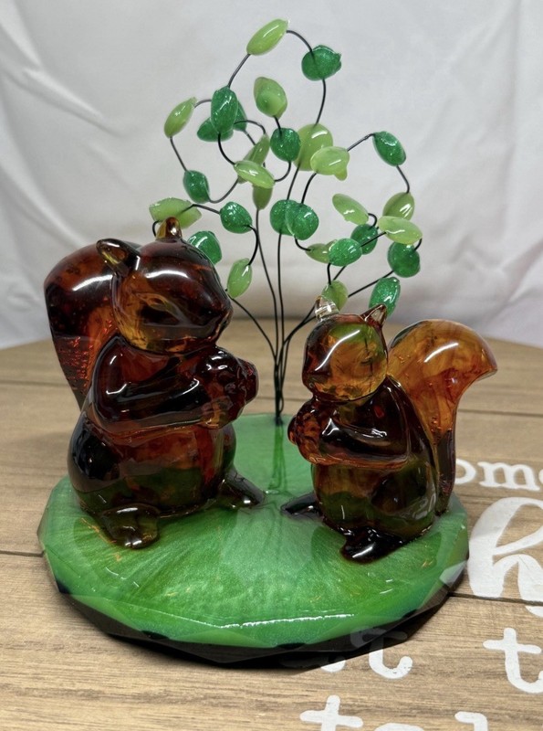 Squirrel Sculpture Display / Handmade / Squirrels With Tree Figure