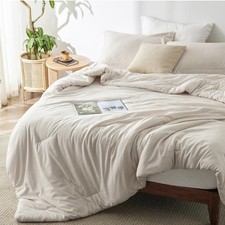Bedsure Super King Comforter Set - Beige Soft Bedding, All Seasons, Cationic Dry
