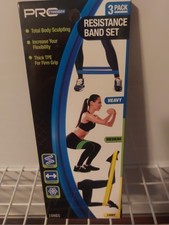 PRO STRENGTH 3 PACK RESISTANCE BAND SET HEAVY MEDIUM  LIGHT BODY SCULPTING NEW