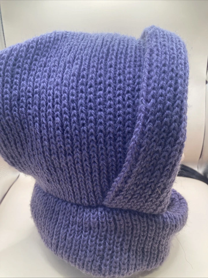 Vintage Women’s Purple Knitted Hood Snood Neck Warmer Winter Cold Weather - Image 3 of 4