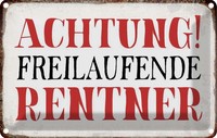 Blechschild 12X18 Cm Achtung Freilaufende Rentner Warnschild Hinweisschild Siche