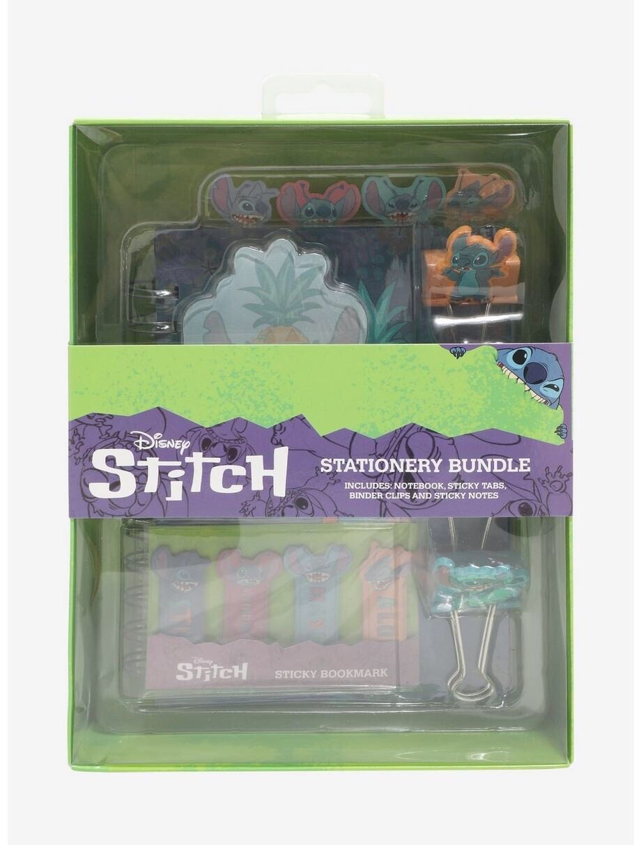 Disney Lilo & Stitch Stationery Set with Notebook Sticky Notes and Binder Clips-image