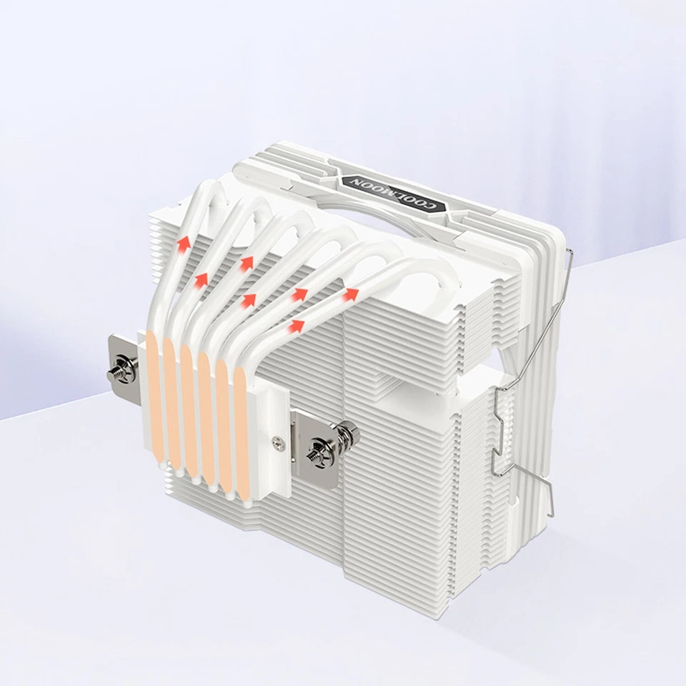 CPU Cooler 190W TDP 120mm PWM Fan 72.15 CFM 6 Heatpipes ARGB AM4 AM5 LGA1700 - Image 3 of 4