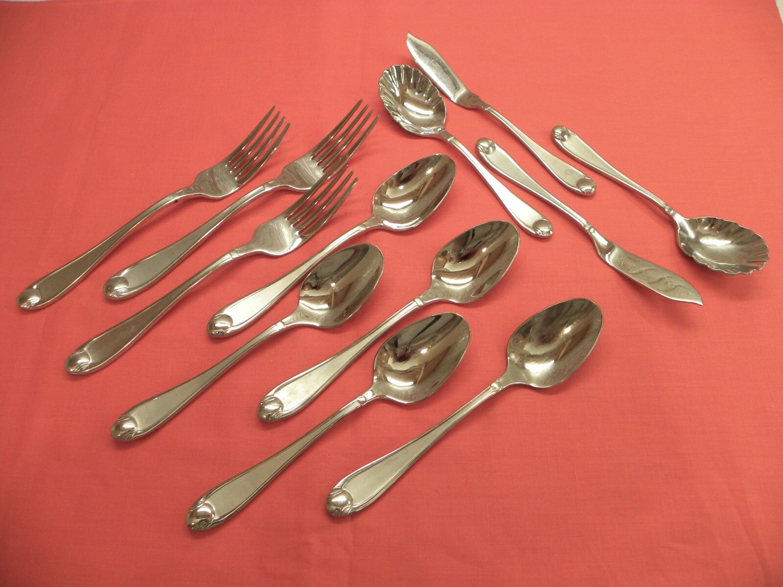 SATIN 12 Piece Set Oneida Stainless Forks Spoons Frost Finish