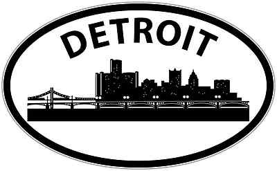 Detroit City USA United States Oval Car Bumper Window Sticker Decal 6 ...
