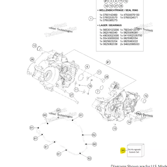 New OEM KTM Gasket Kit Engine MX 250/300 - A44030099000 | eBay