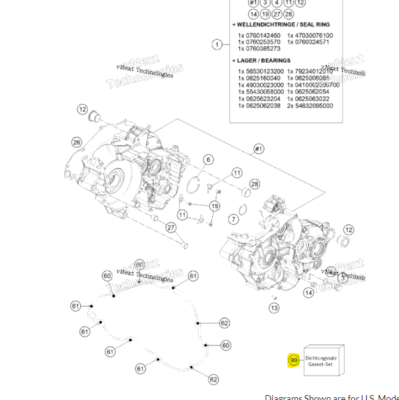 New OEM KTM Gasket Kit Engine MX 250/300 - A44030099000 | eBay