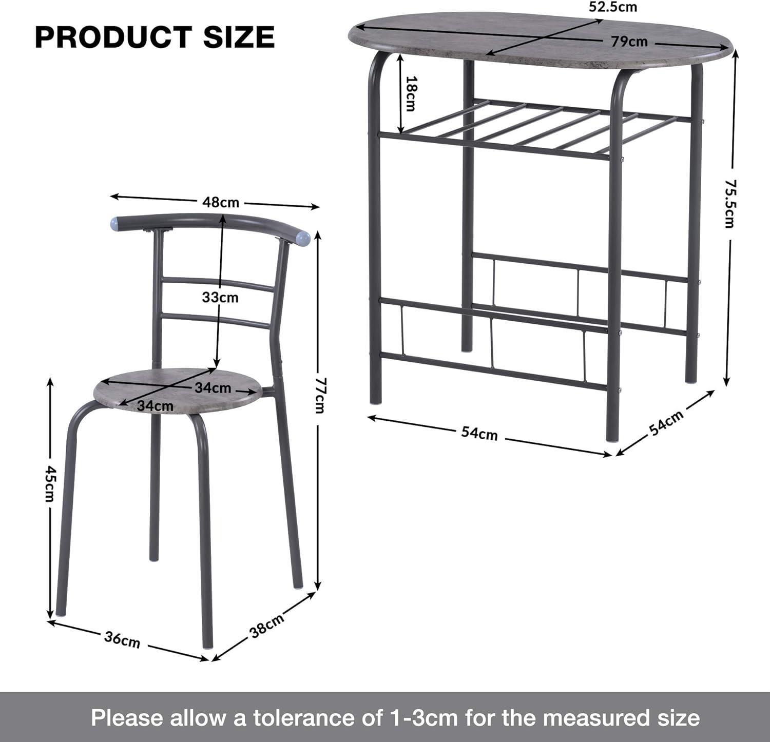 Kitchen Table And 2 Chairs Dining Room Furniture Compact Small