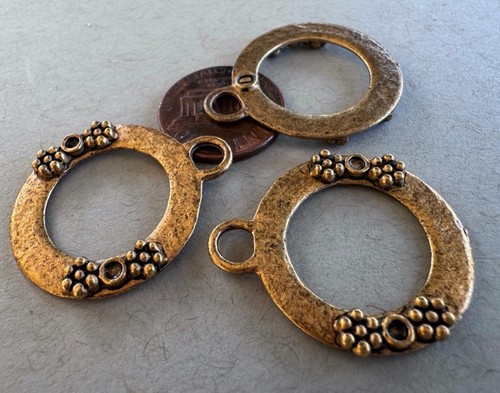 Vintage 25mm Fancy Brass Hoop Charms 3