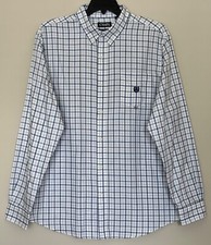 NEW CHAPS Men's L/S Dress Shirt Size 2XL White Blue Check Pocket Easy Care Twill