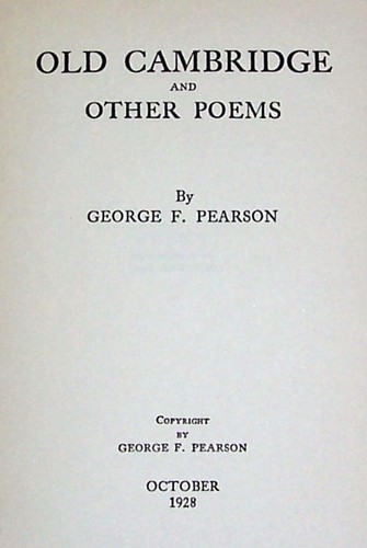 OLD CAMBRIDGE AND OTHER POEMS, by George F Pearson, 1928, 1st Impression - Picture 2 of 3