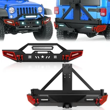 Rear/Front Bumper for 07-18 Jeep Wrangler JK JKU Unlimited w/ Spare Tire Carrier