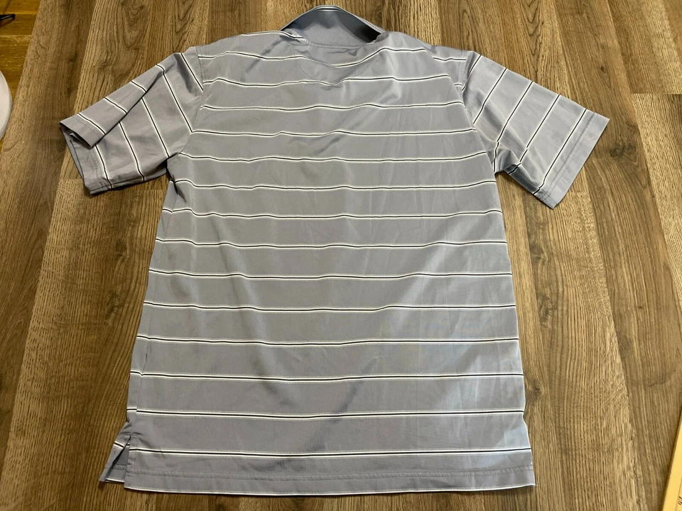 George Shirt, Men's Size Medium, Gray White, Striped, Polo, Short Sleeve - Image 2 of 4