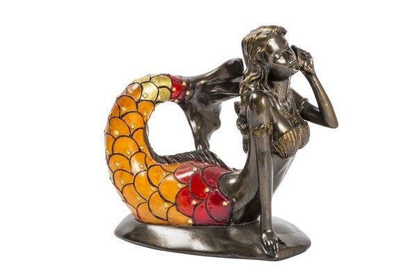 Lampada da tavolo in stile tiffany in resina e vetro funziona a batteria SIRENA