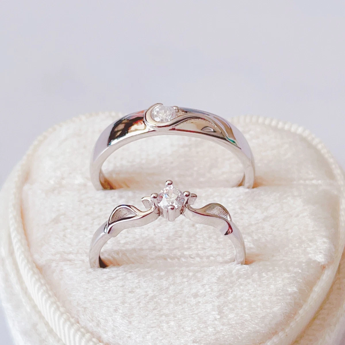 Moonstone CZ Silver Couple Rings – Avijewelry