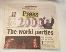 California's The Press Democrat "The World Parties" Jan 1, 2000 Newspaper