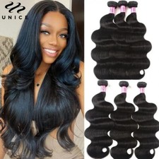 UNice Hair Peruvian Body Wave 1-3 Bundles Virgin Human Hair Weaves Extensions US