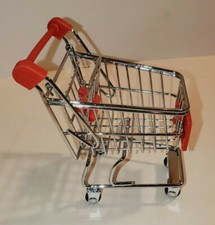 MINI METAL SUPERMARKET STORE SHOPPING CART WHEELED TROLLEY FOR DOLLS BEARS RED