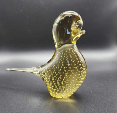 Vintage Granna Glas Bird Controlled Bubbles Paperweight Art Glass