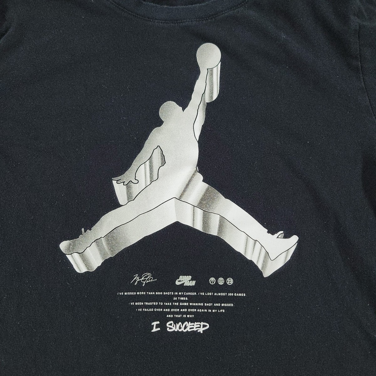 Jordan Shirt Boy's XL Black Jumpman Logo I Succeed Graphic