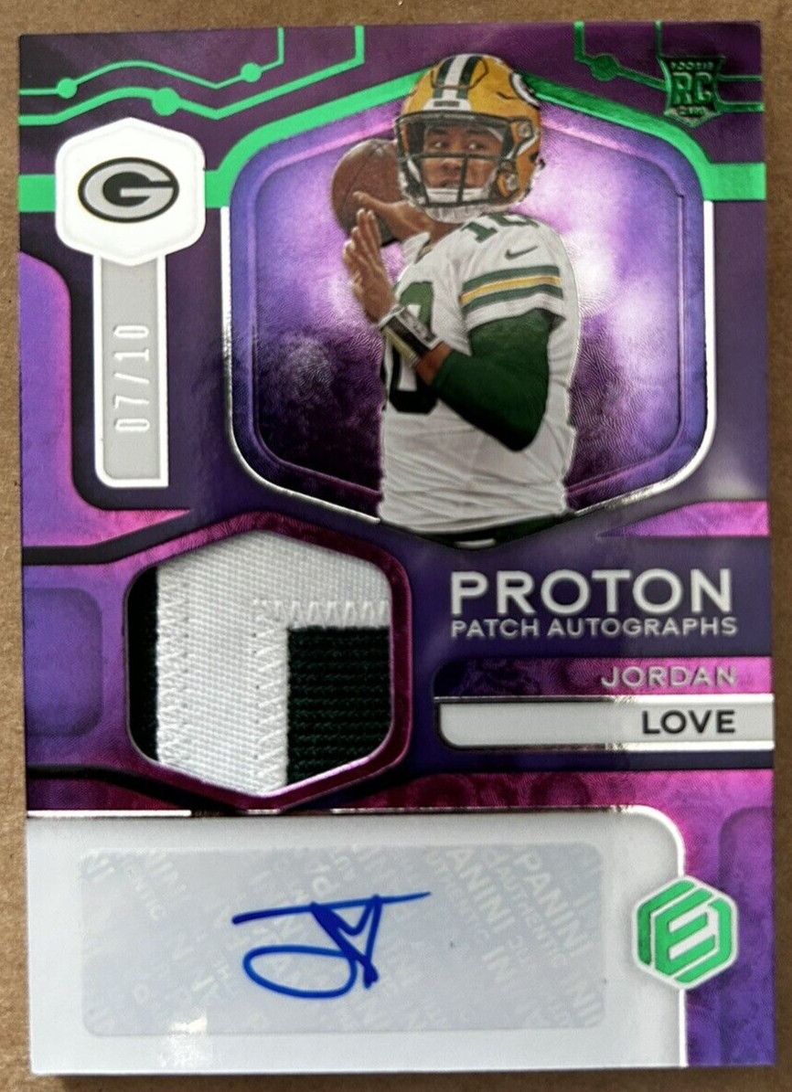 Jordan Love Panini Elements Proton Patch Autographs #PAJL Neon