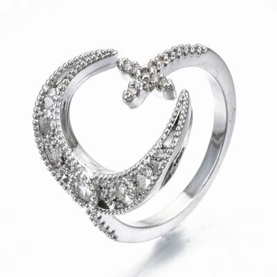 Ring Mond Zirkonia silber Kreuz funkelnd Glitzer Geschenk Frau Freundin Mutter - Bild 1 von 4