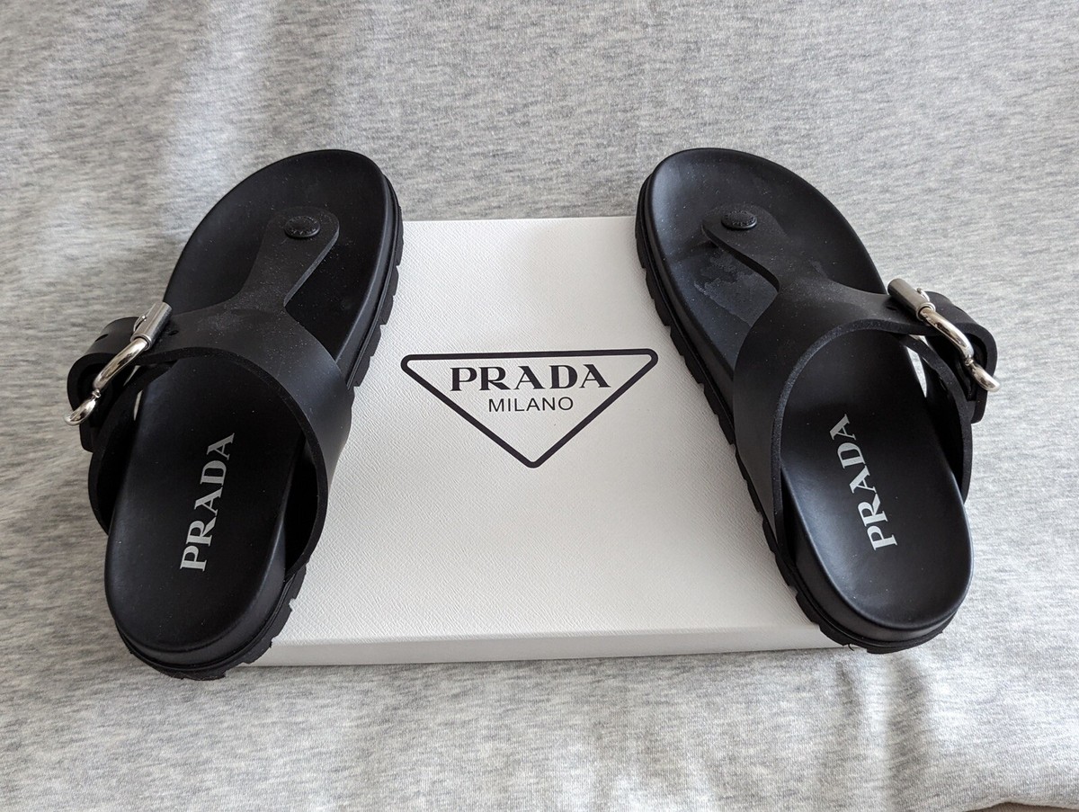 Prada Montana sandals Black Leather Crisscross Slides With Buckle | PRADA main image 4