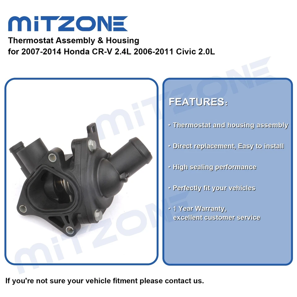 Thermostat Assembly & Housing for 2007-2014 Honda CR-V 2.4L 2006-2011 Civic 2.0L - Image 2 of 4