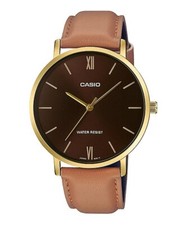 Casio MTP-VT01 Series Quartz Watch Gold x Tan MTP-VT01GL-5B