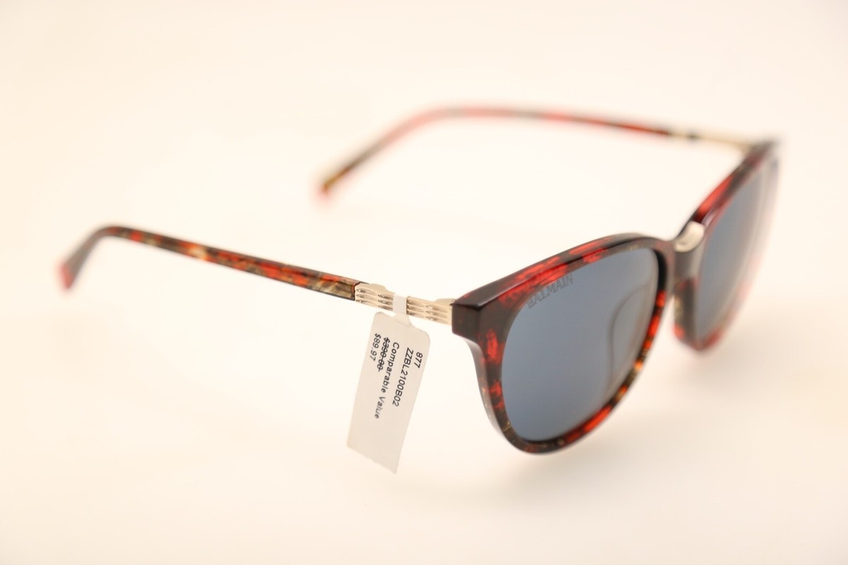 Balmain BL2100 C02 Red Tortoise w/ Grey Lenses 54mm Sunglasses