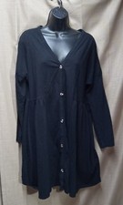 ASOS Womens Size 10 Black Long Sleeve V-Neck Knee Length  100% Cotton Dress